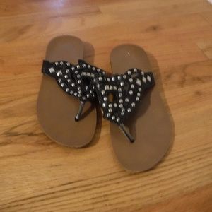 Studded Leather Flip Flops